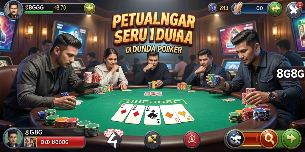 Tampilkan gameplay seru aplikasi 8G8G Poker.