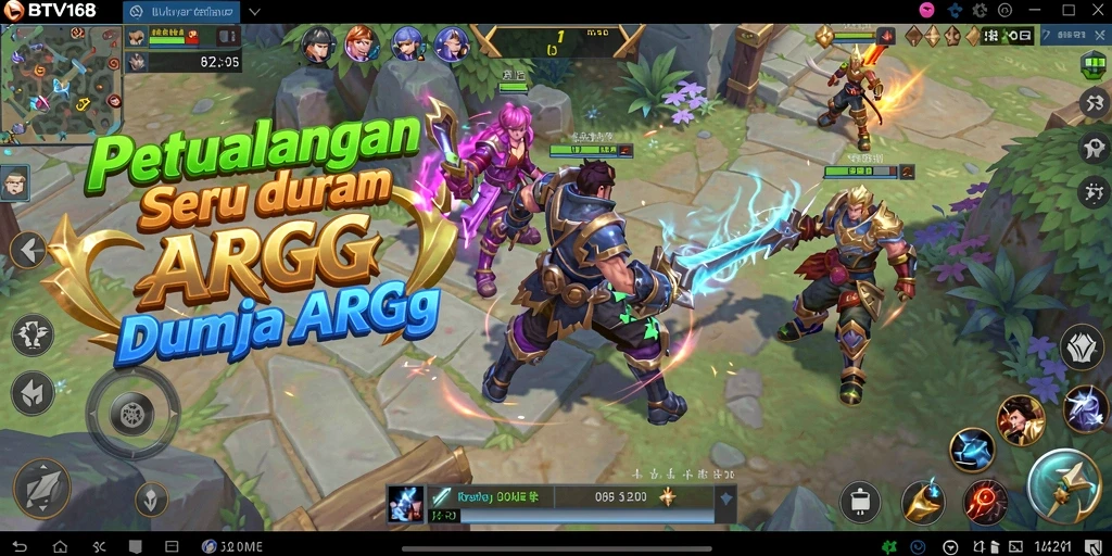 Tampilan gameplay BTV168 dengan pertarungan seru dan karakter beragam.