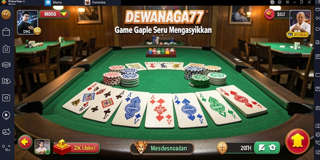 Screenshot gameplay DEWANAGA77 menampilkan suasana aktif saat bermain Gaple.