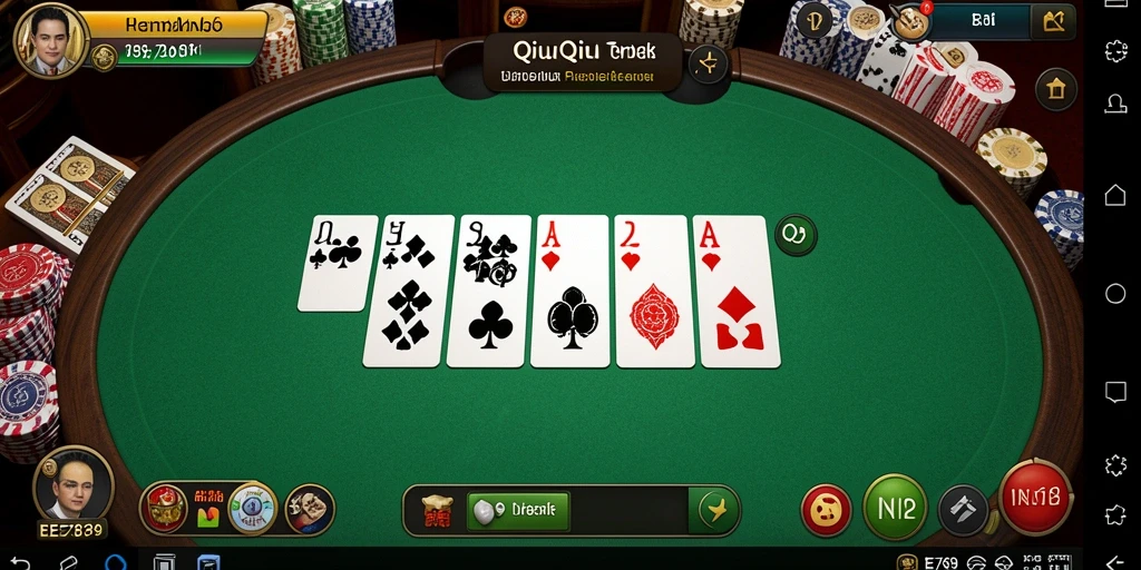 Screenshot menunjukkan gameplay seru permainan QiuQiu.