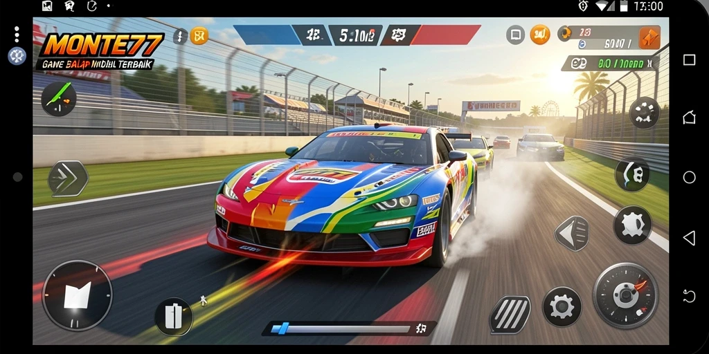 Tampilan gameplay seru dari game balap MONTE77.