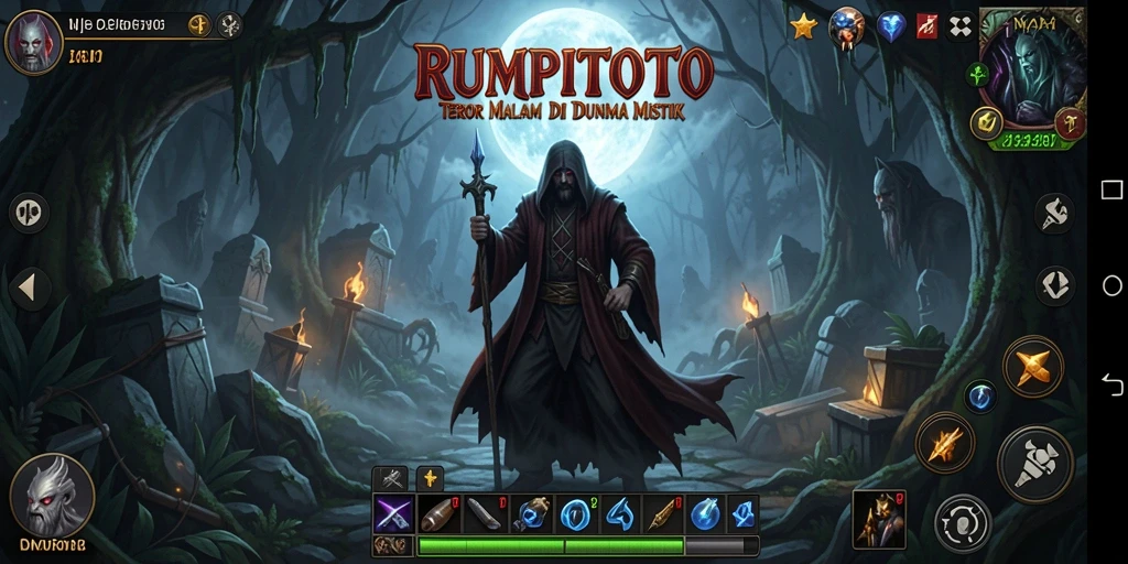 Screenshot gameplay RUMPITOTO menunjukkan suasana Horror yang mencekam.
