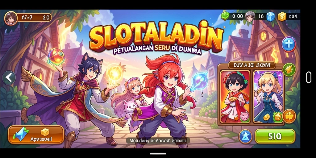 Gameplay SLOTALADIN yang penuh warna dan karakter Anime menarik.