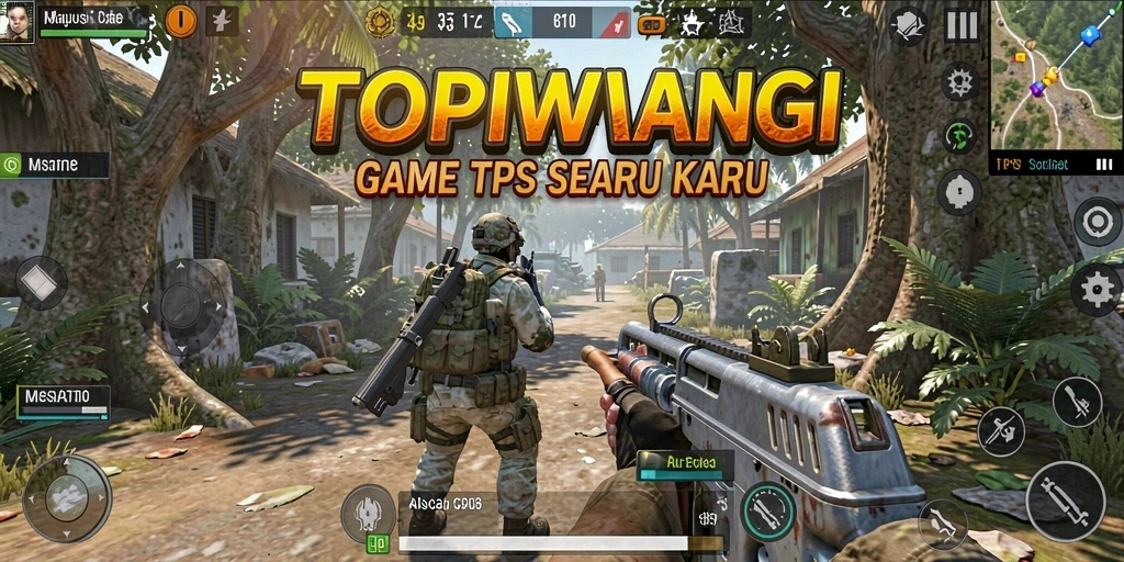 Tampilan gameplay seru dalam pertarungan TPS di TOPIWANGI.